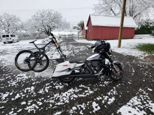 Harley Davidson with Horizontal Bicycle Carrier Harley Davidson with Horizontal Bicycle Carrier
